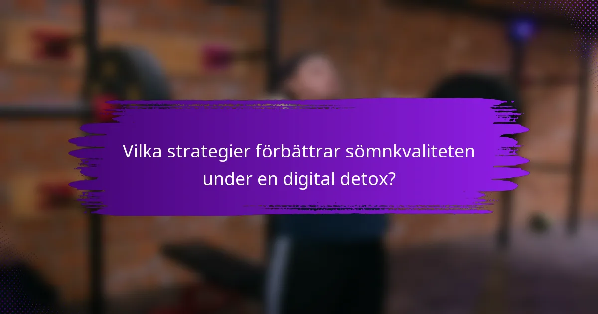Vilka strategier förbättrar sömnkvaliteten under en digital detox?